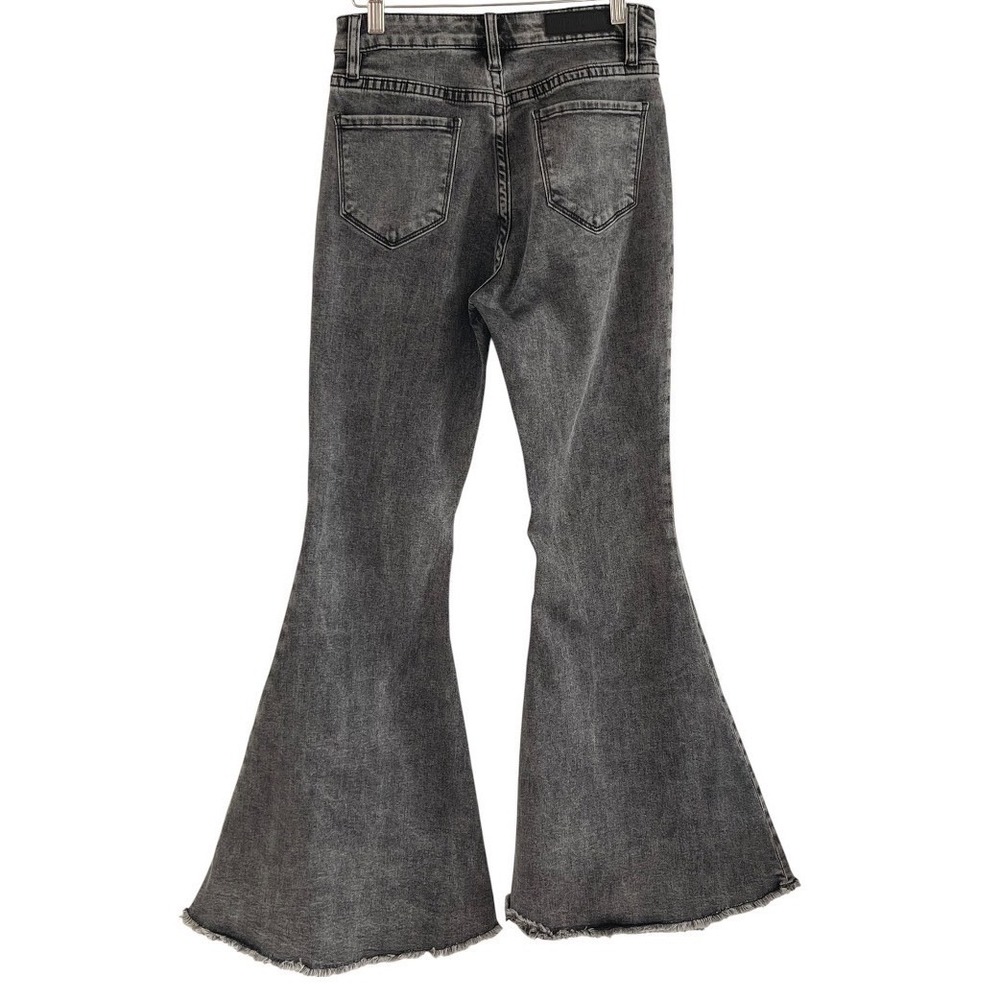 Rock & Roll Denim Bell Bottom Jeans Womens 26 Black Excellent High Rise Flare - Picture 4 of 15